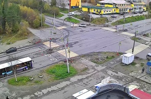 Carrefour des Guerriers Internationalistes et des rues Sidorenko. Webcams de la ville Apatity