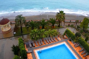 Vue de la plage depuis l'Alex Beach Hotel. Webcams Gaga